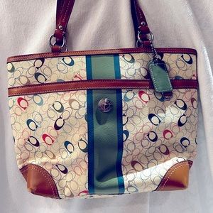 Coach Multi-Colored Signature Stripe Chelsea Purse (F15139)